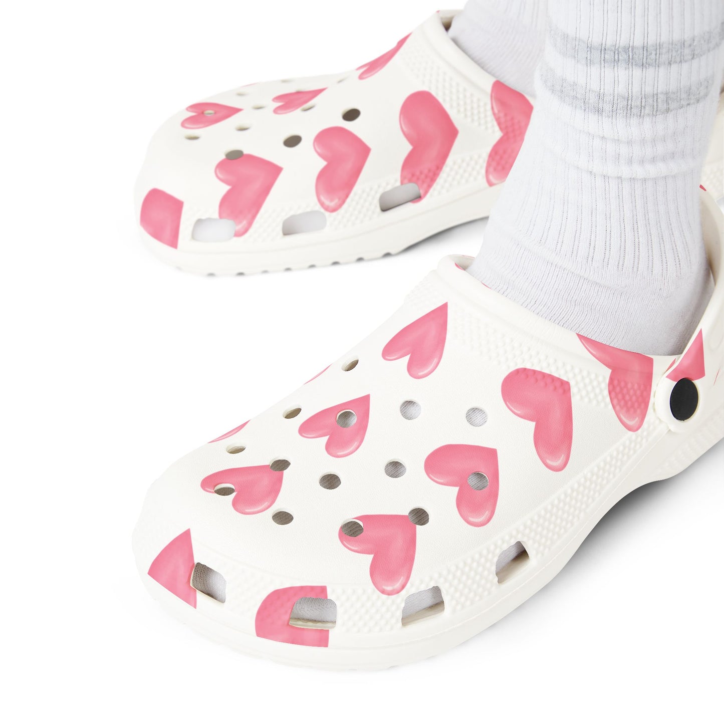 Pink Hearts Granny Gliders EVA Foam Rubber Shoes