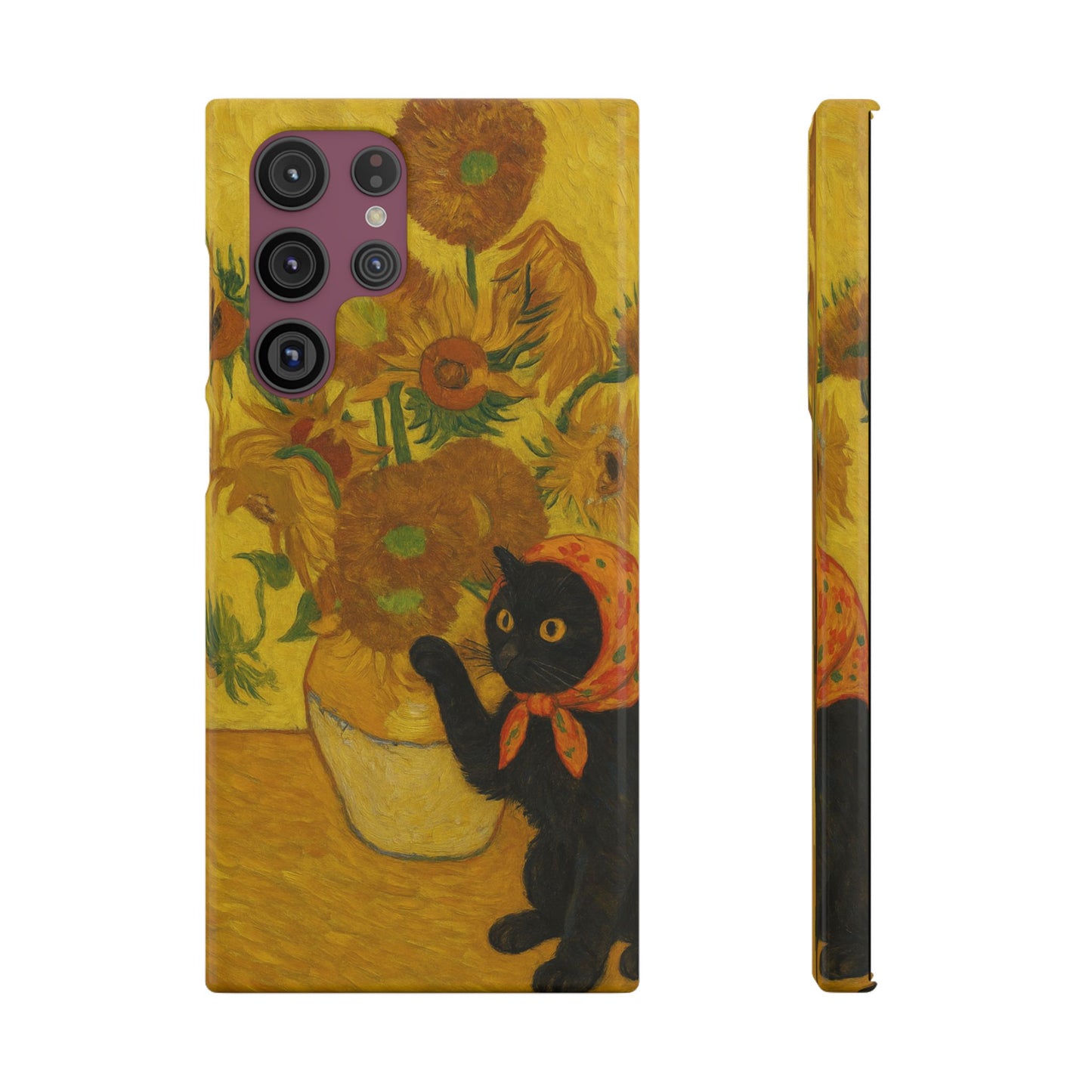 Babushka Cat Van Gogh Sunflowers Snap Phone Case