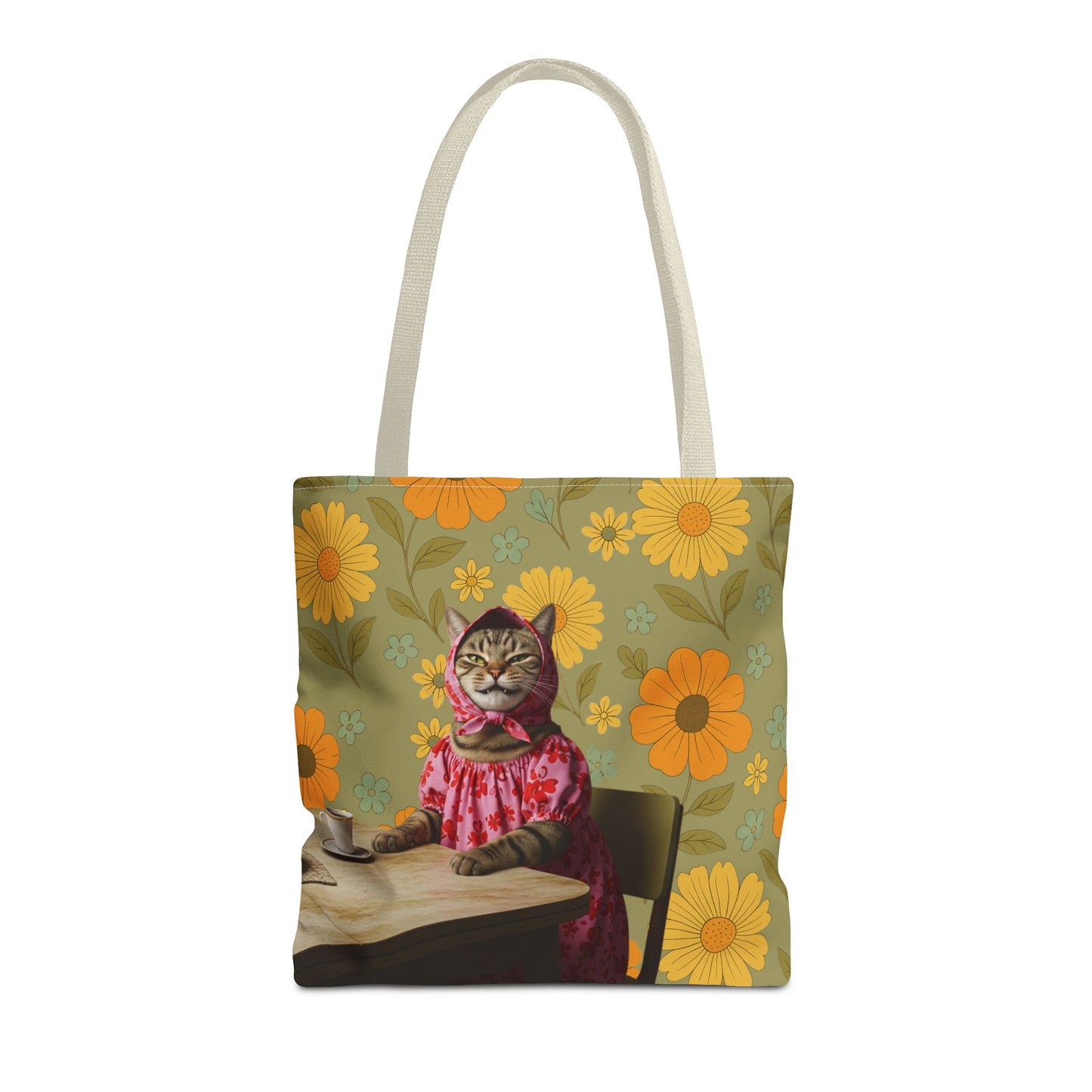 Babushka Cat Retro Style Kitschy Tote Bag (AOP)