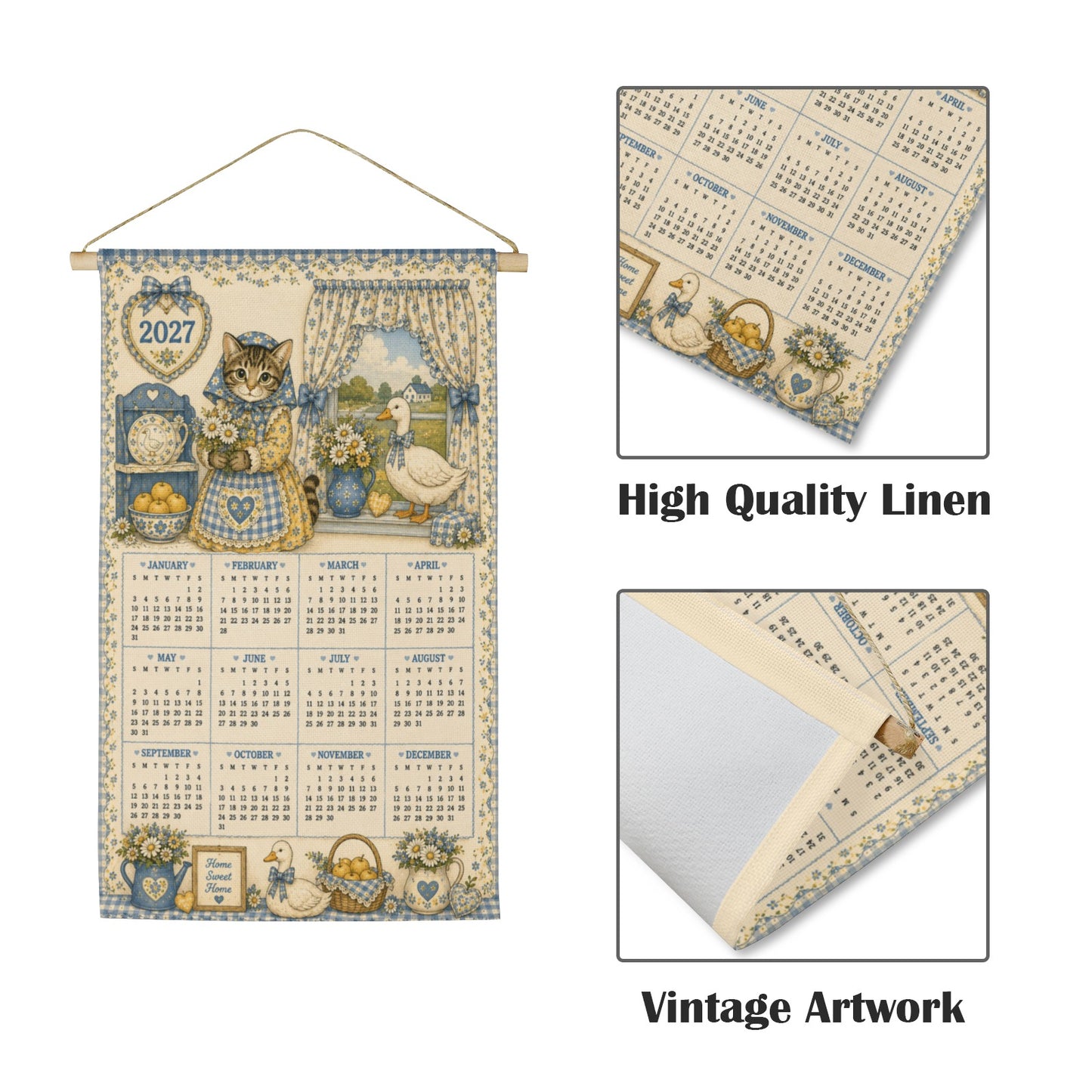 Babushka Meets Mother Goose 2027 Fabric Wall Calendar