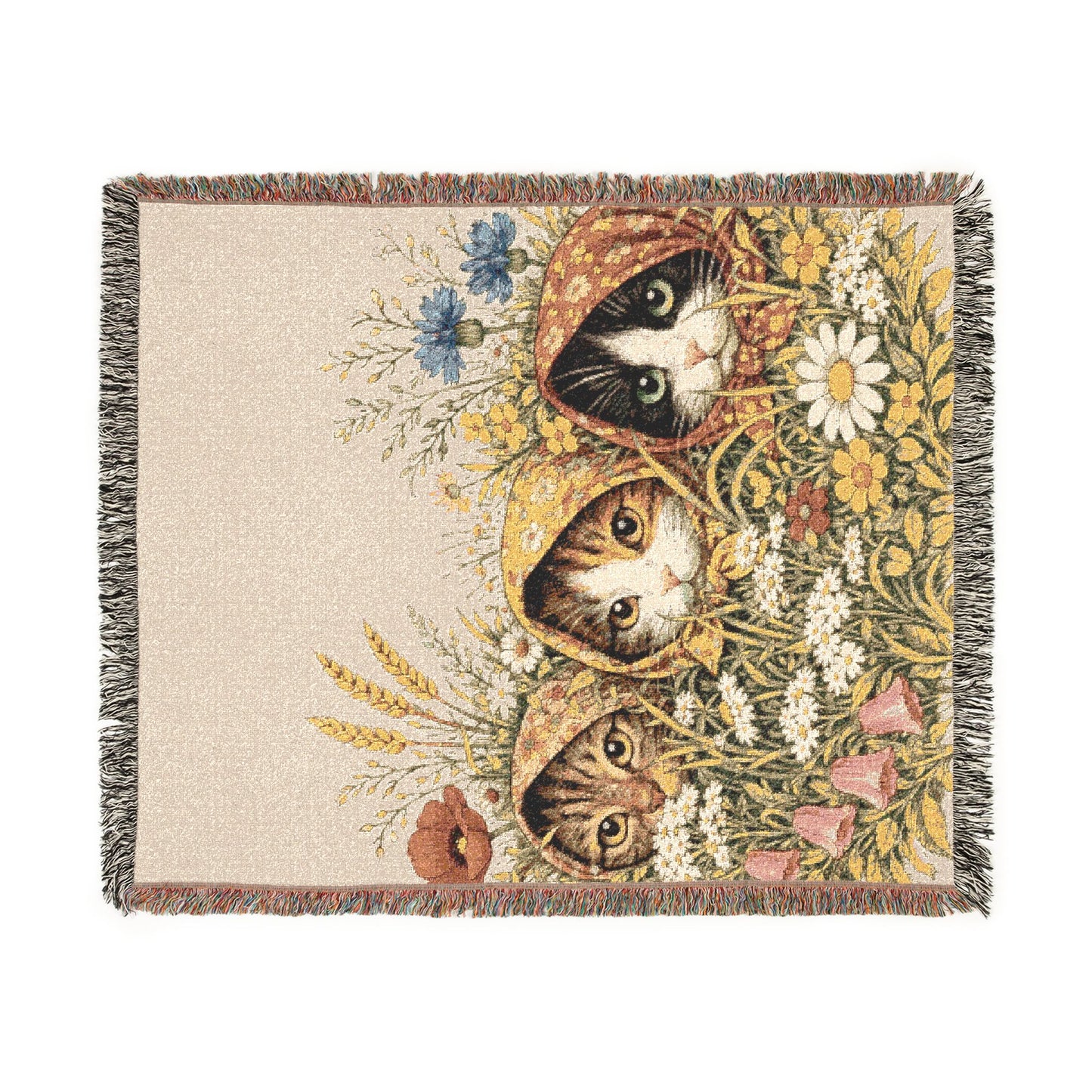 Babushka Cats Blanket, Throw Blanket, Unique Heirloom Gift