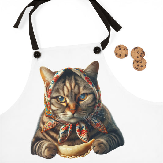 Babushka Cat Apron, Pierogi Cat