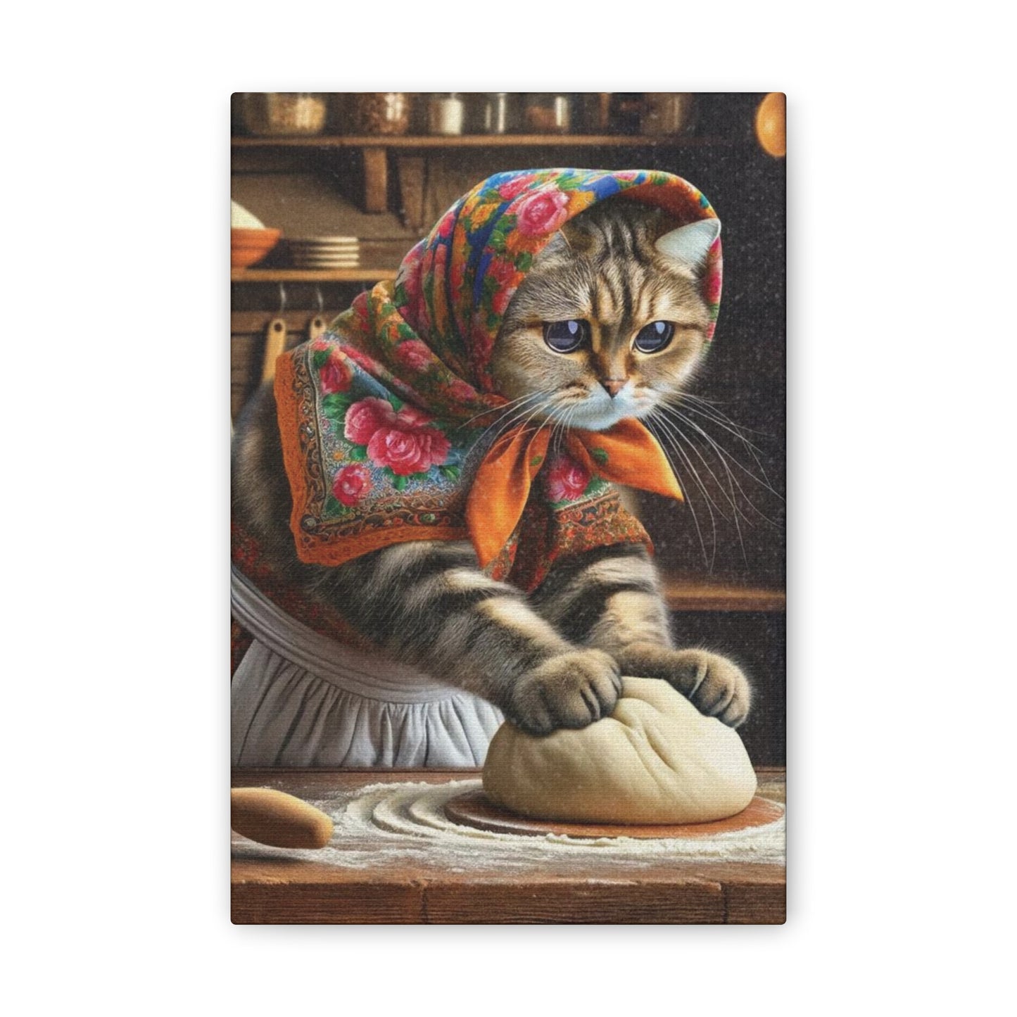 Babushka Cat Kneads Cat Wall Art