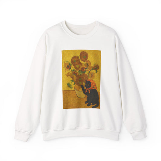 VanGogh and Babushka Cat Unisex Heavy Blend™ Crewneck Sweatshirt