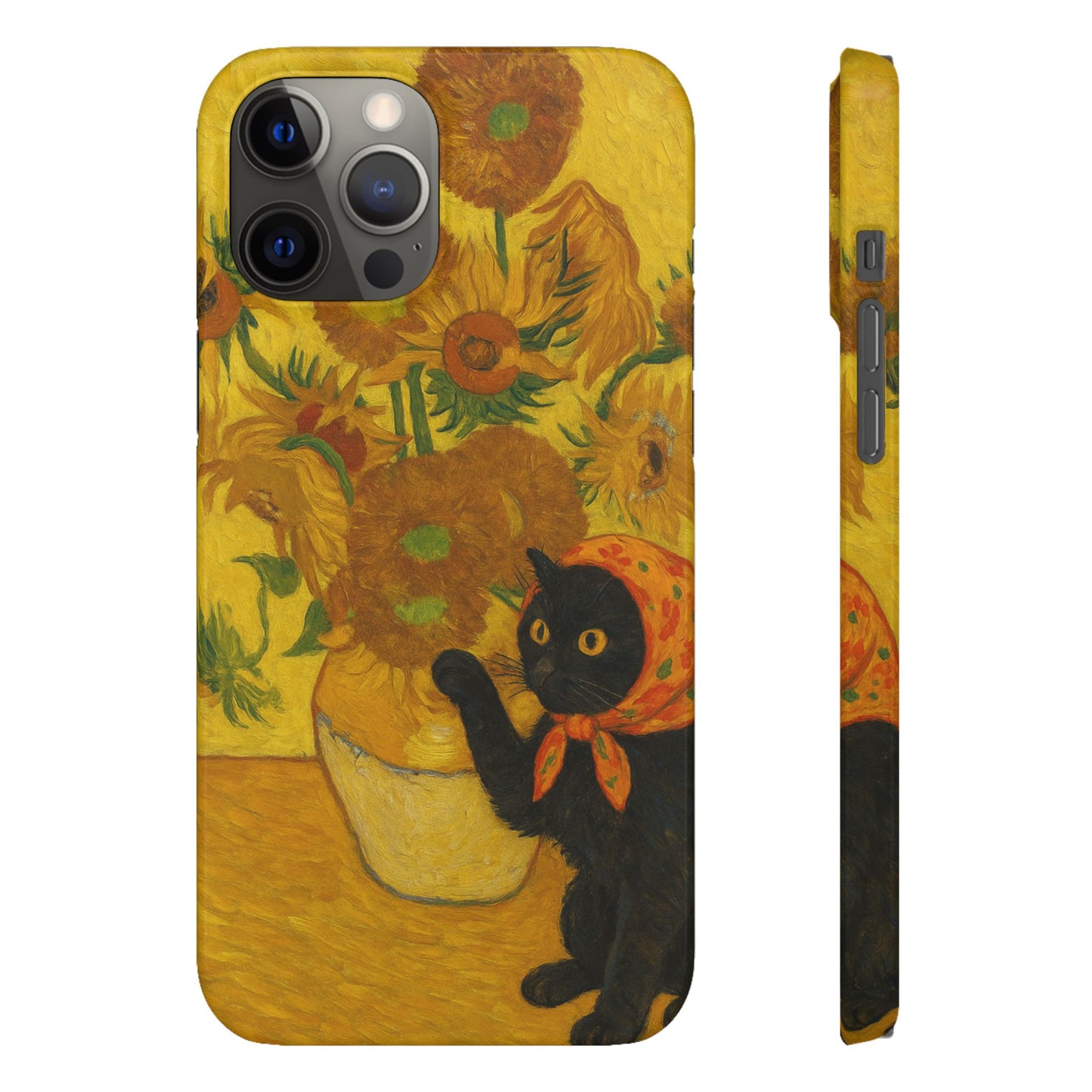 Babushka Cat Van Gogh Sunflowers Snap Phone Case