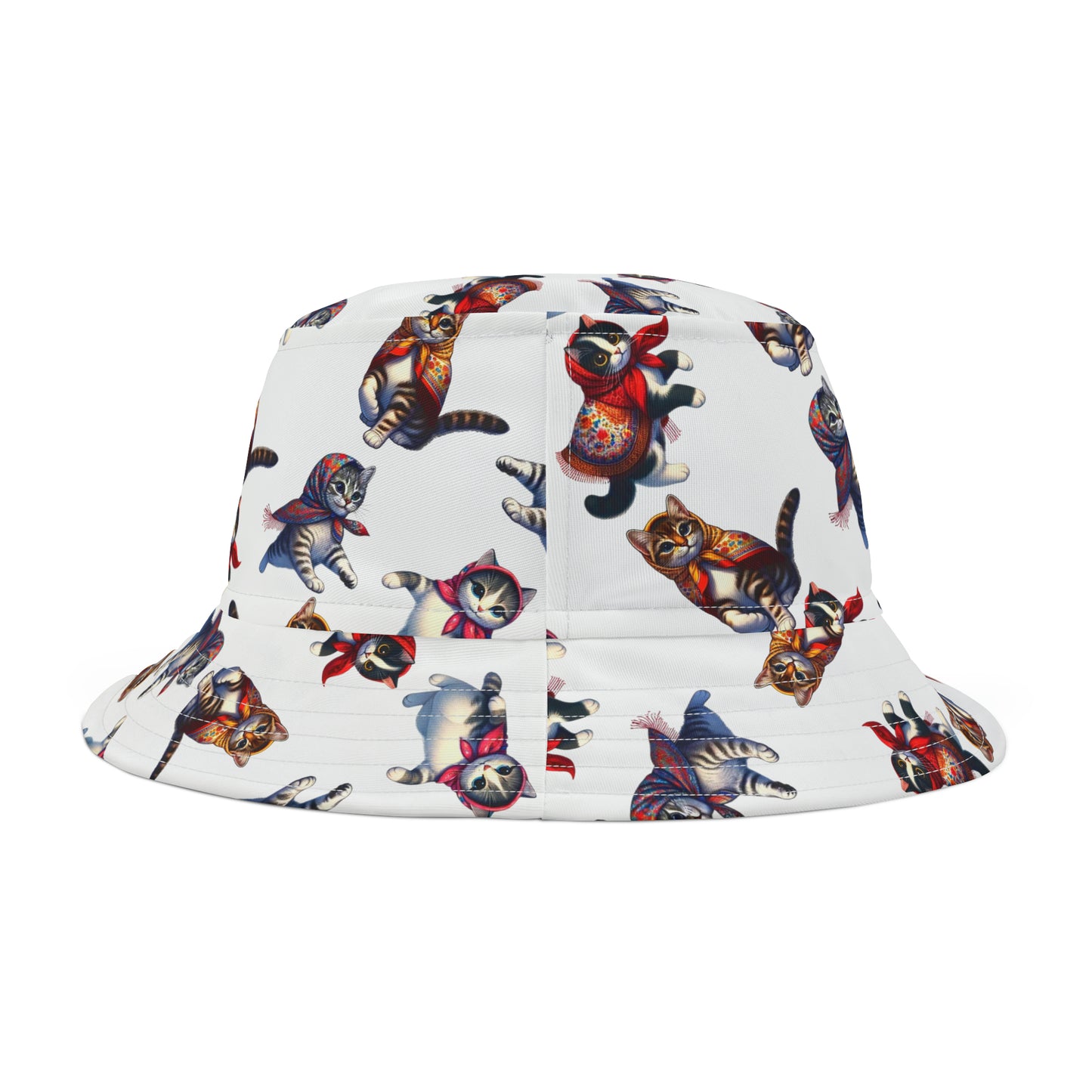 Polish Babushka Kitties/Cats Bucket Hat (AOP)