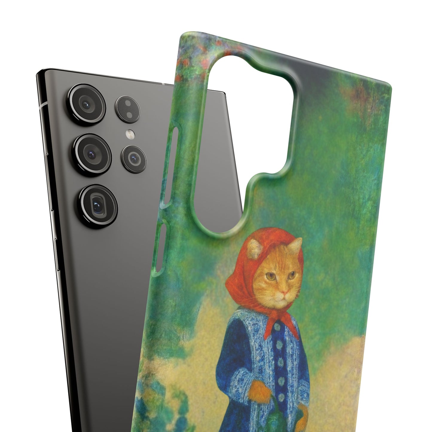 Babushka Cat With a Watering Can x Renoir Funny Art  Slim Phone Case