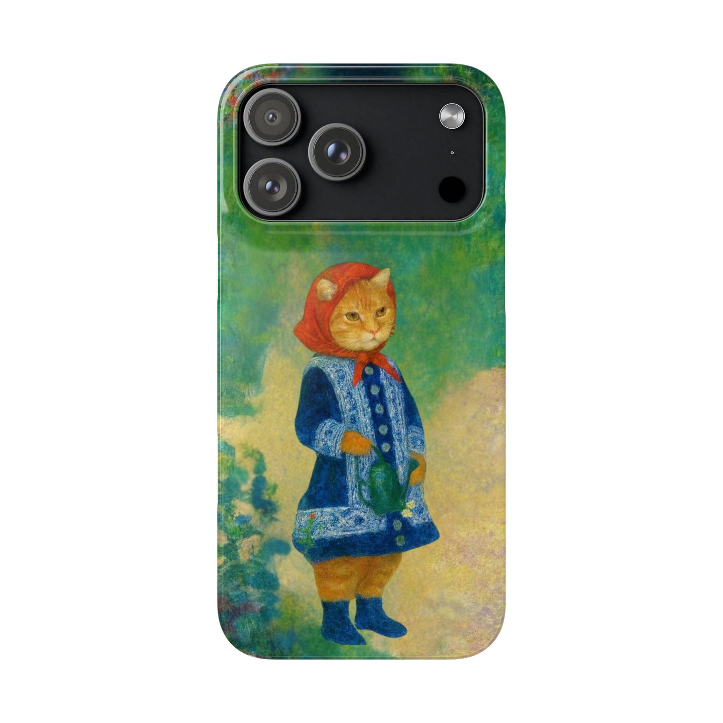 Babushka Cat With a Watering Can x Renoir Funny Art  Slim Phone Case