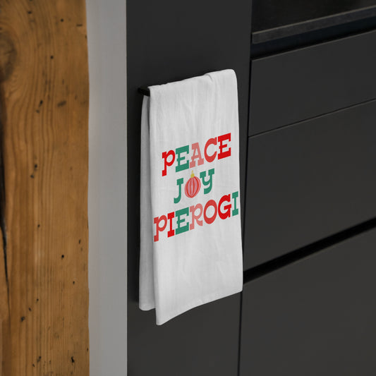 Pierogi Christmas, Peace, Joy, Pierogi Tea Towel