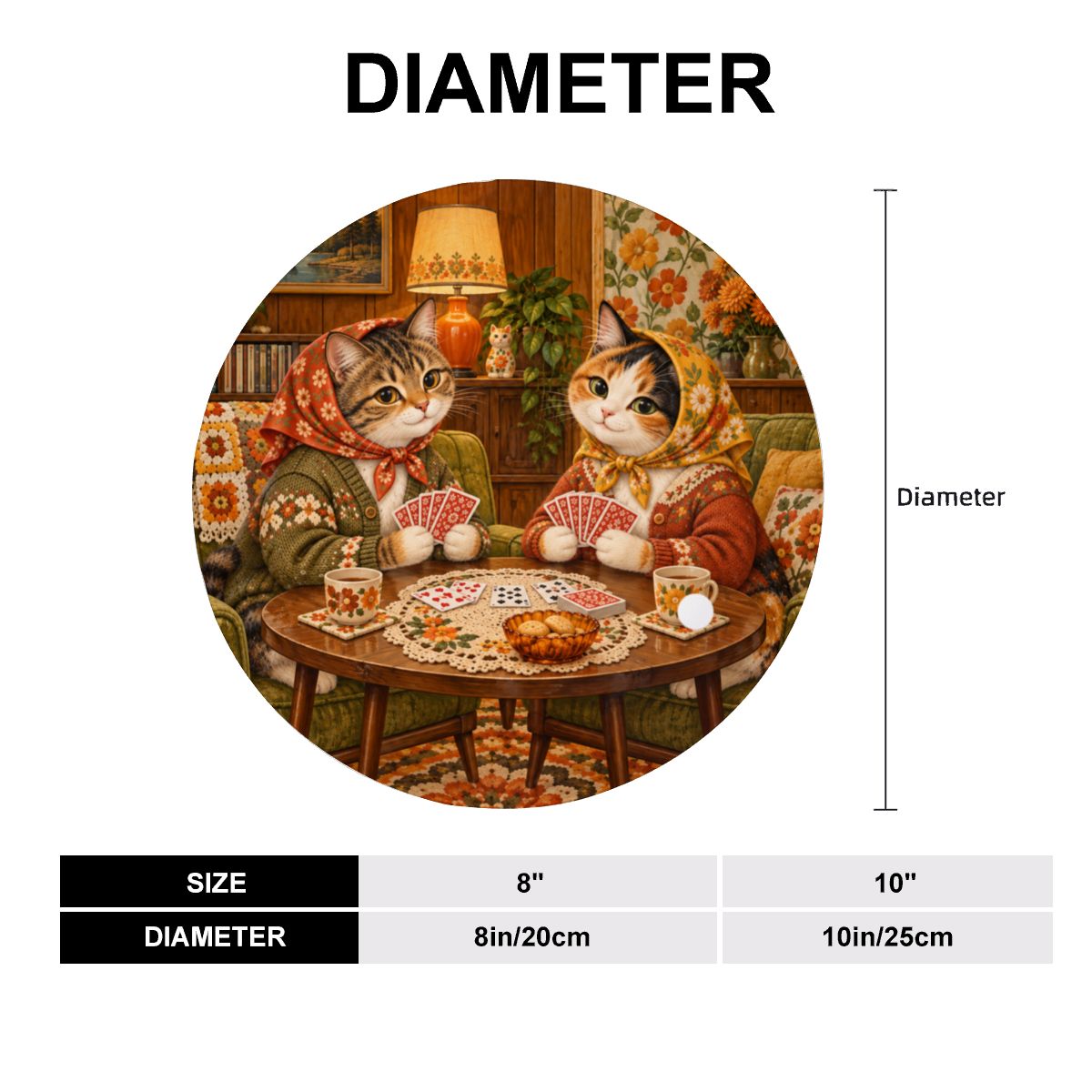 Babushka Cats Playing Cards Decorative Plate