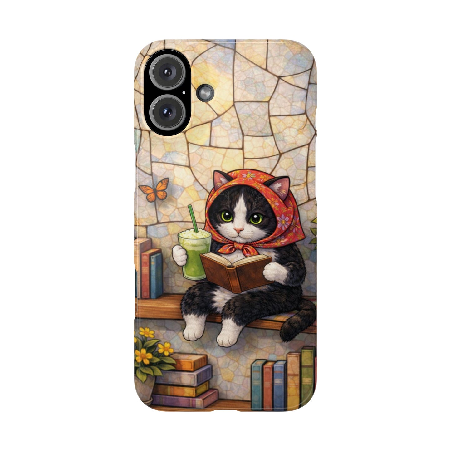 Babushka Cat Reads, Tuxedo Cat Literary Snap Phone Case