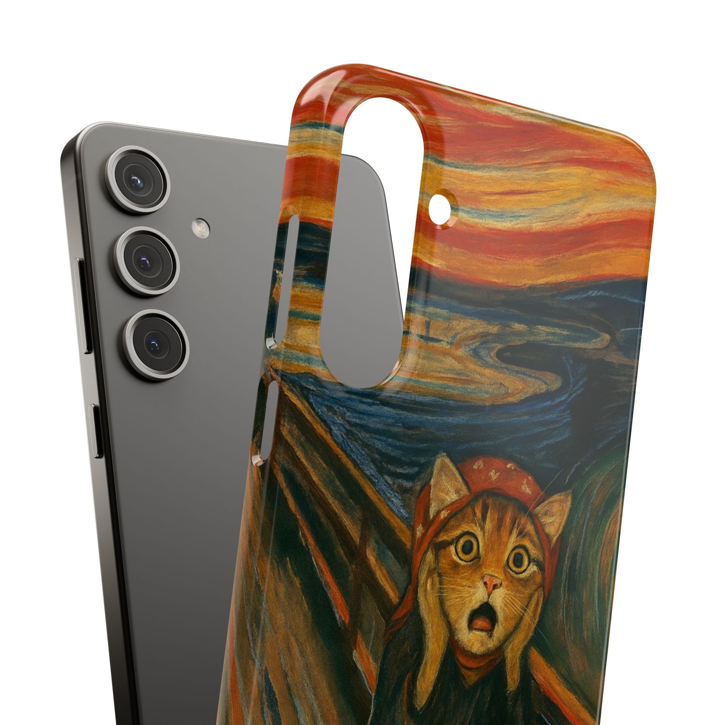 Babushka Cat x Edvard Munch The Scream Parody Art Snap Case