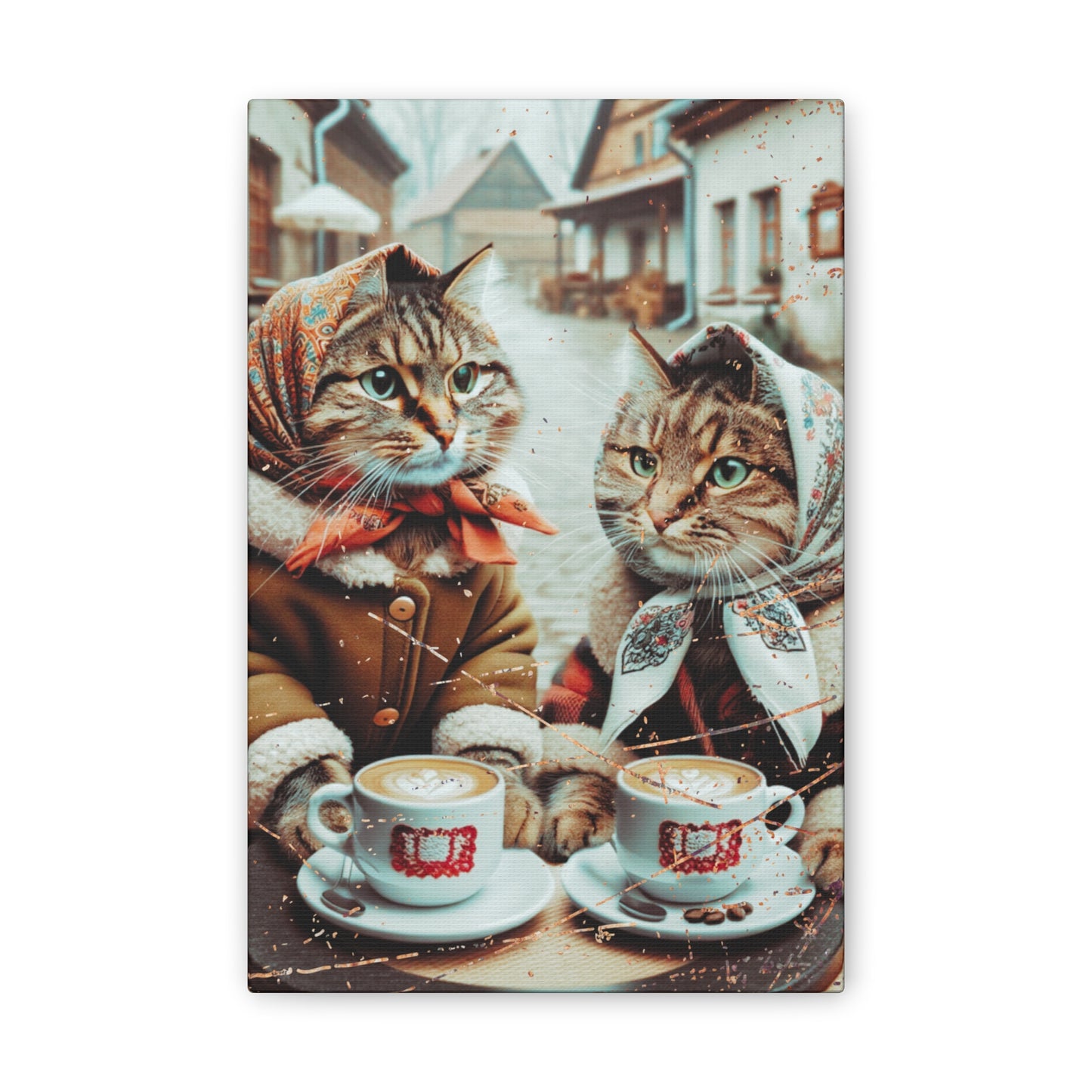 Babushka Cats Coffee Time Wall Art,