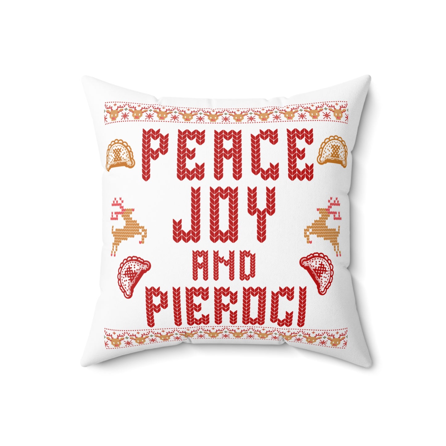 Peace, Joy and Pierogi Polish Theme Holiday Pillow, Polyester Square Pillow