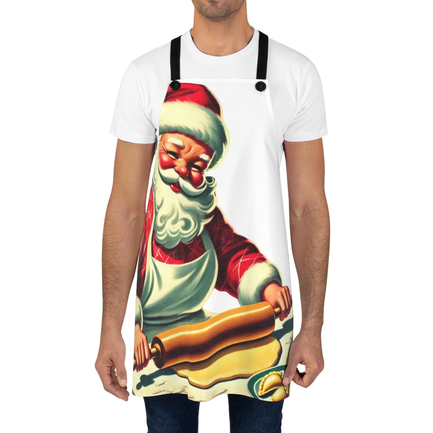 Kitschy Retro Santa Making Pierogi Apron (AOP)