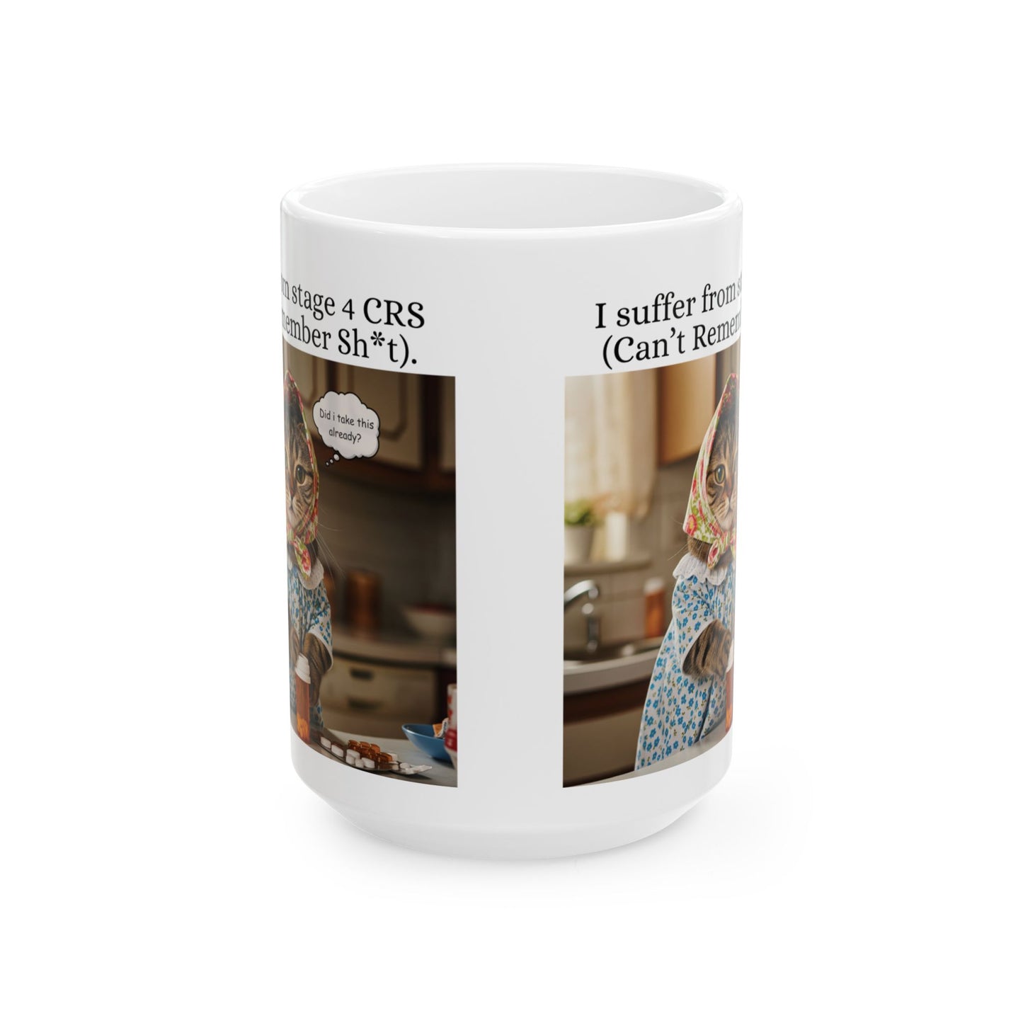 Funny Babushka Cat Ceramic Mug-Can't Remember Sh*t