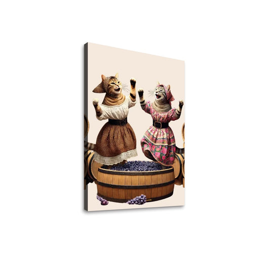 Babushka Cats Stomp Grapes Canvas Prints Wall Art