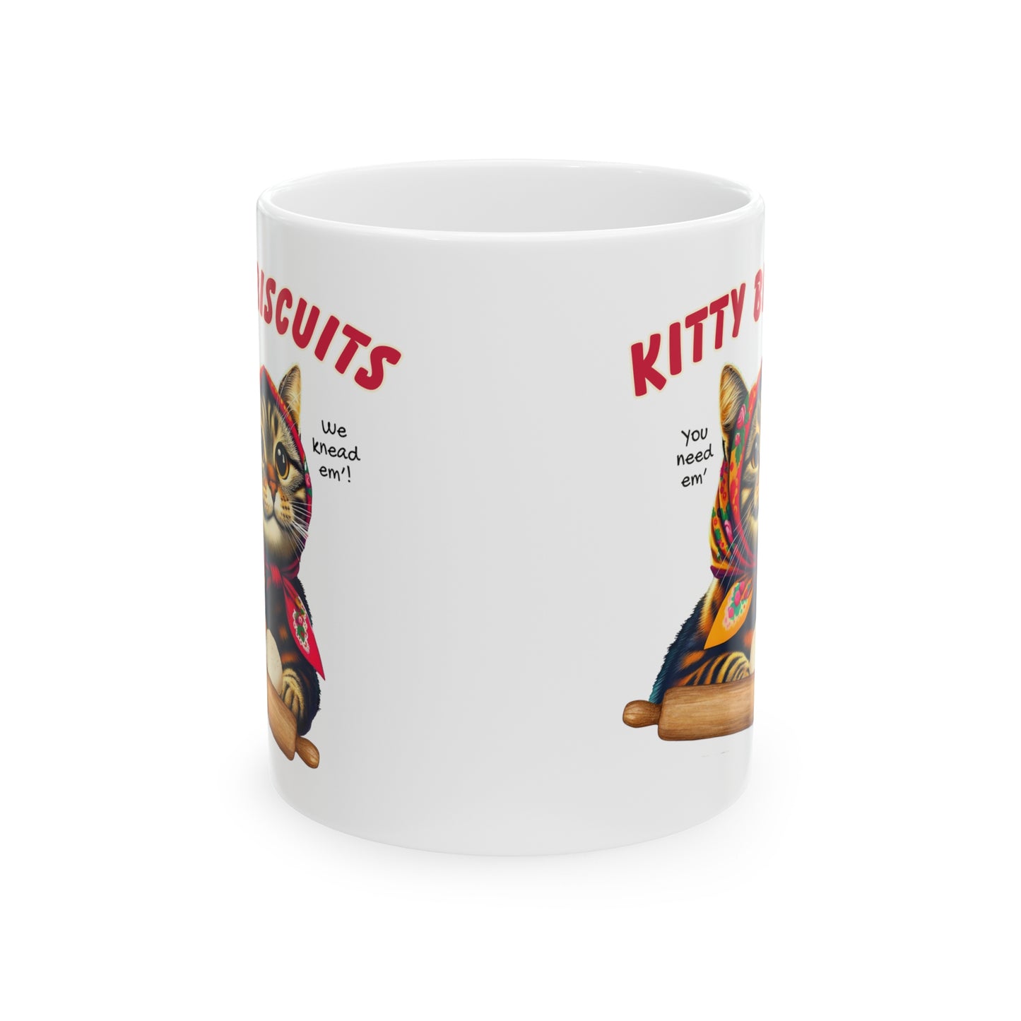 Kitty Biscuits Babushka Cat Ceramic Mug, 11oz