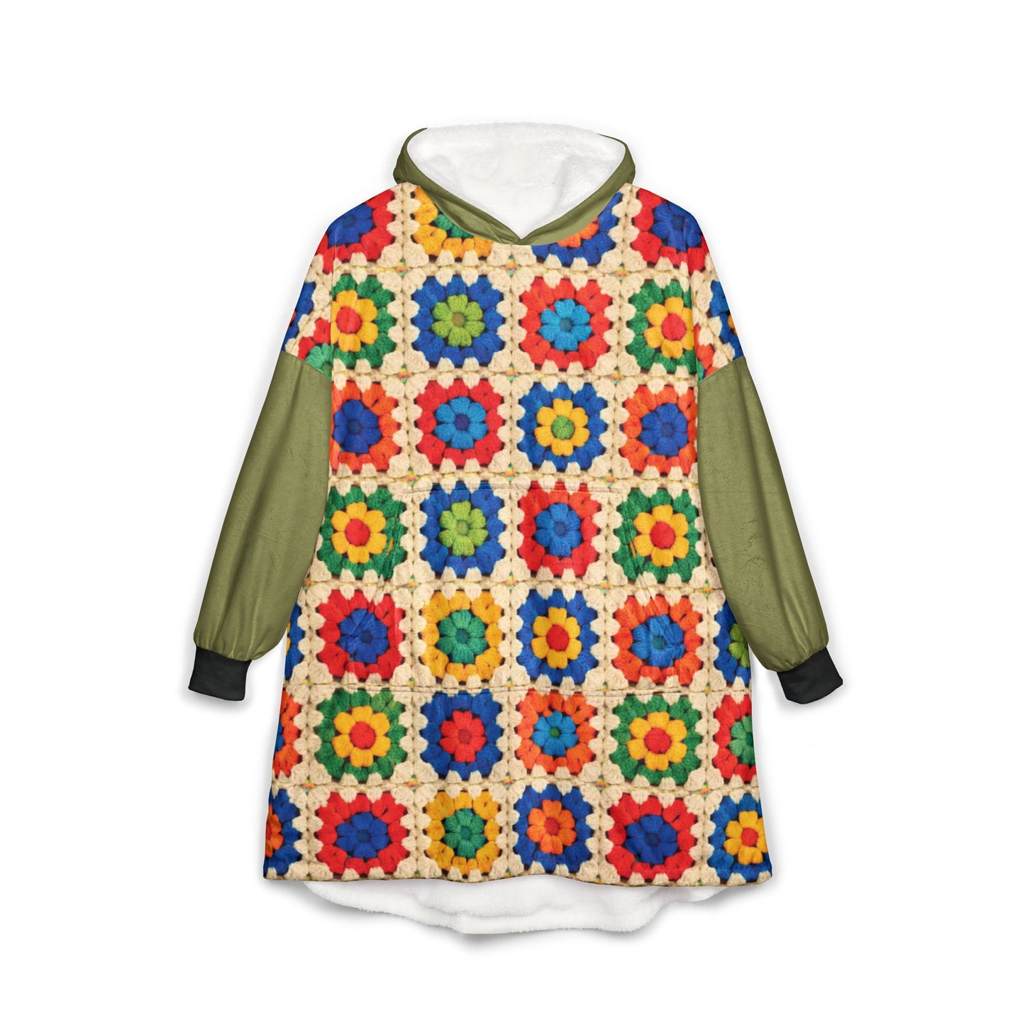 Granny Square Look Unisex Cozy Hooded Blanket