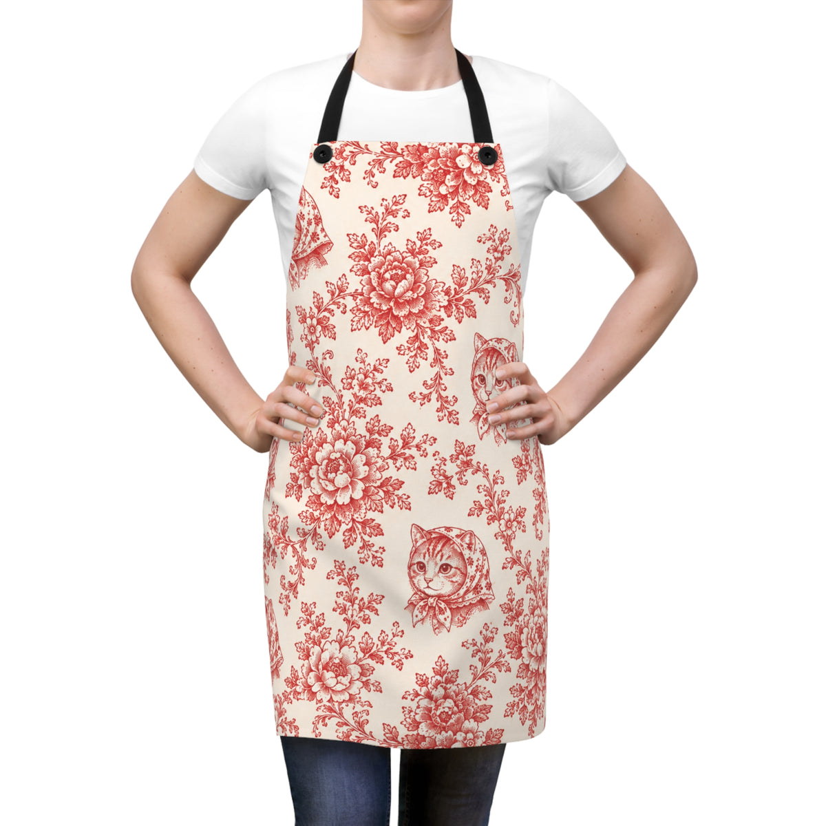 Babushka Cat French Toile Cat Lover Apron