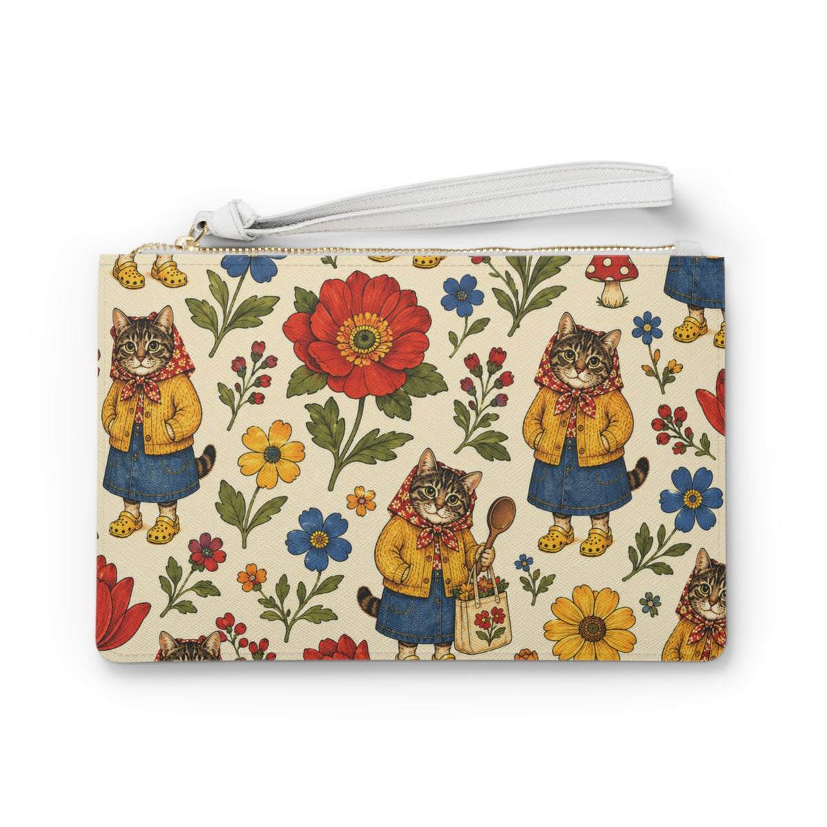 Babushka Cat Whimsical Clutch Bag
