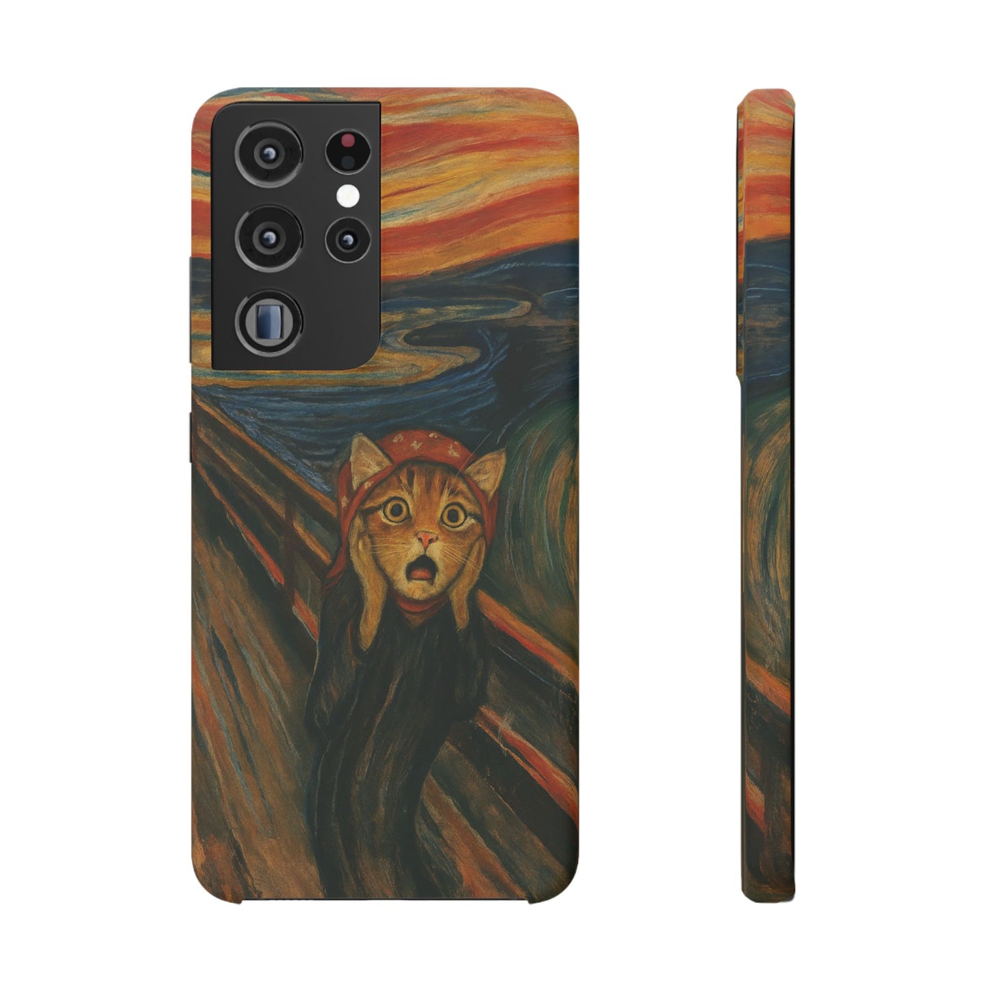 Babushka Cat x Edvard Munch The Scream Parody Art Snap Case