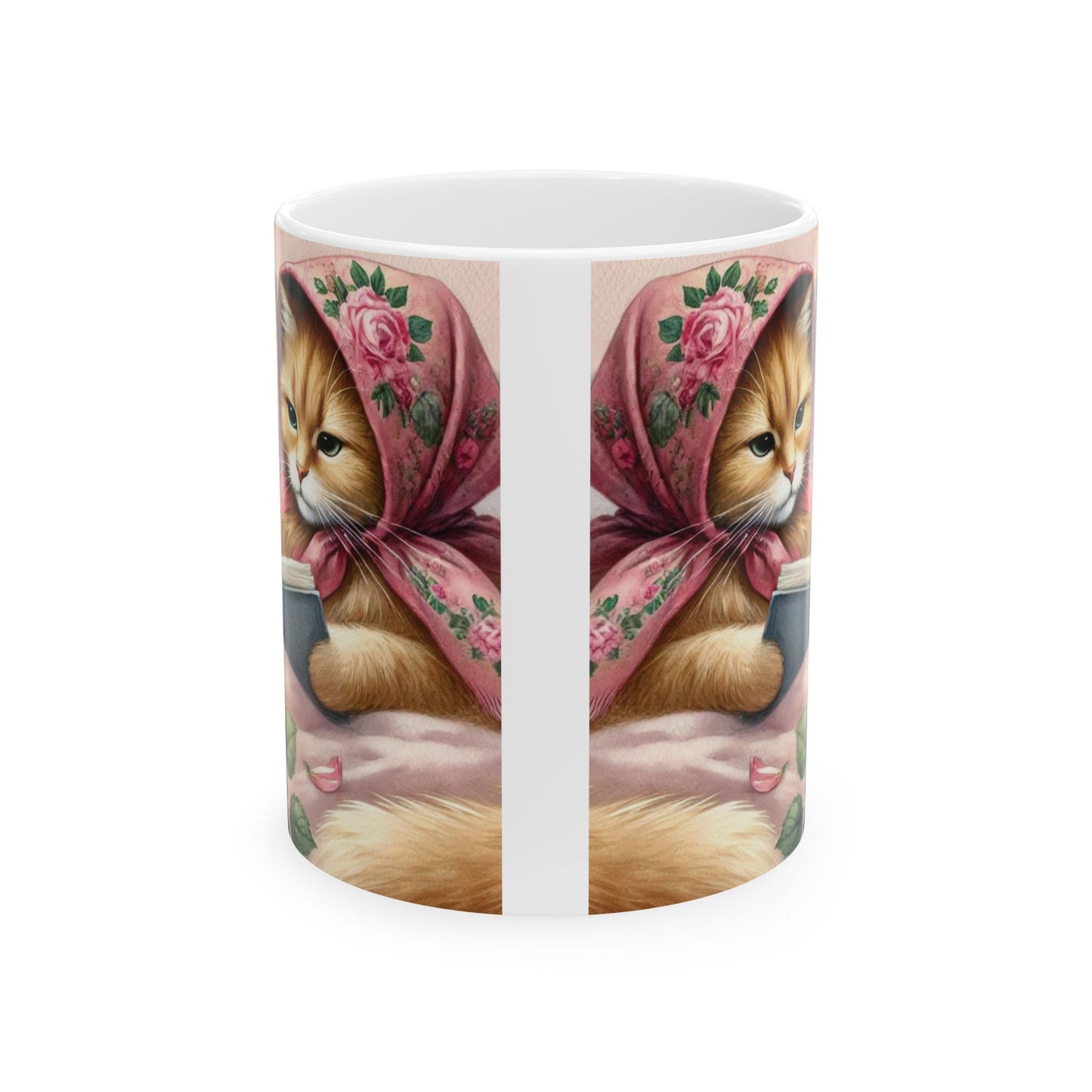 Reading Babushka Cat/Kitten Mug 11 oz.