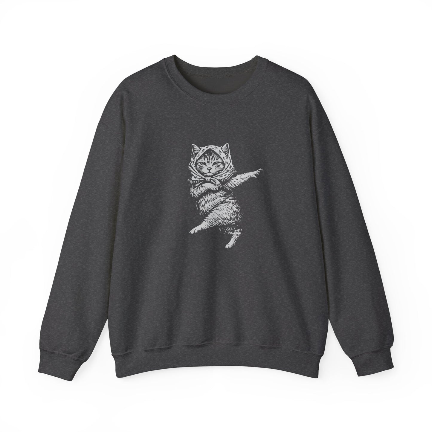 Babushka Cat Linocut Sweatshirt Unisex Heavy Blend™