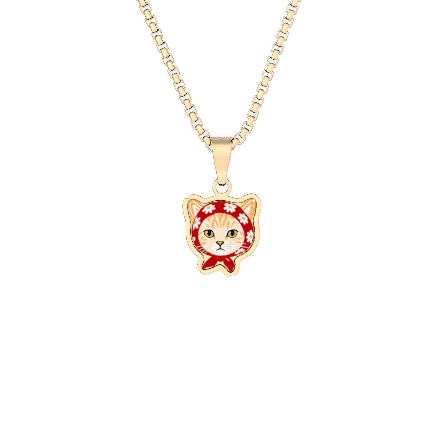 Babushka Cat Orange Tabby Cat Photo Pendant