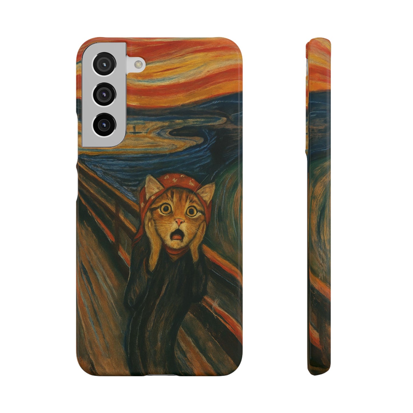 Babushka Cat x Edvard Munch The Scream Parody Art Snap Case