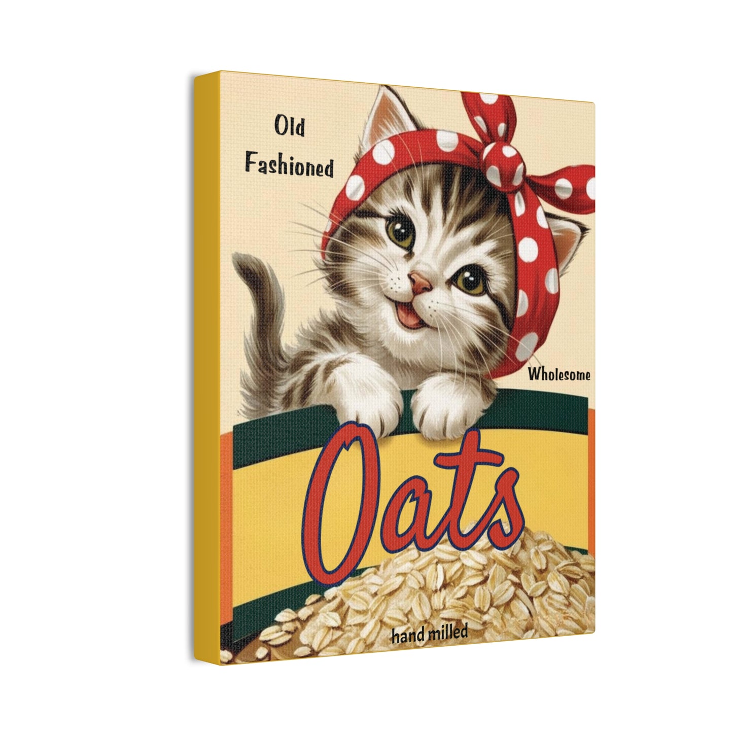 Vintage Style Kitten Oats, Kitschy Kitten Art