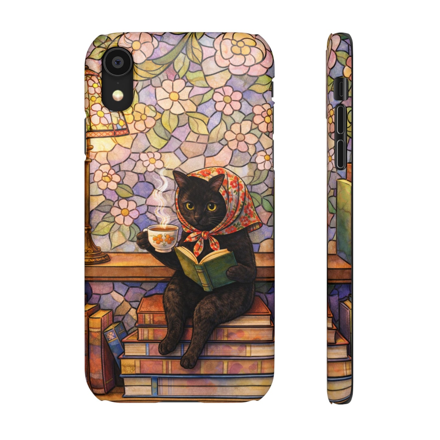 Babushka Cat Reads Artistic Literary Snap Phone Cases