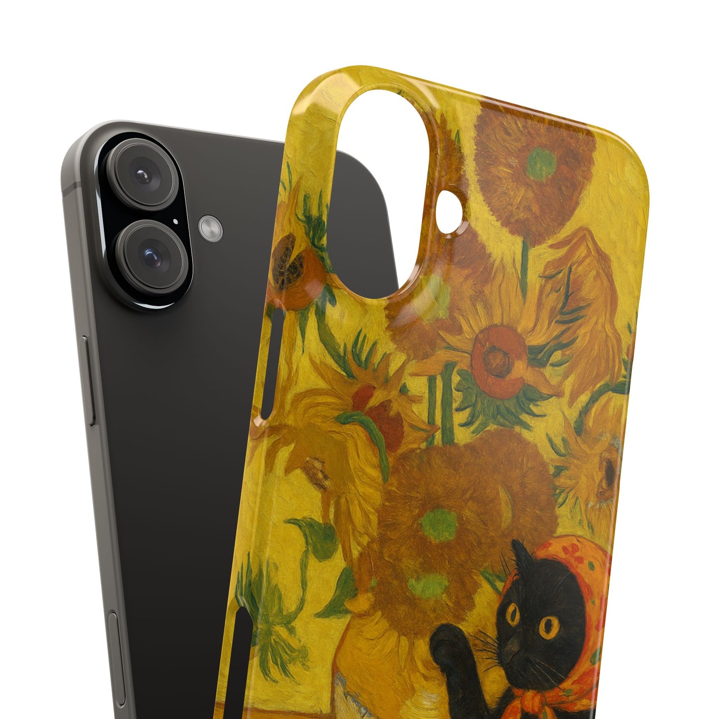 Babushka Cat Van Gogh Sunflowers Snap Phone Case