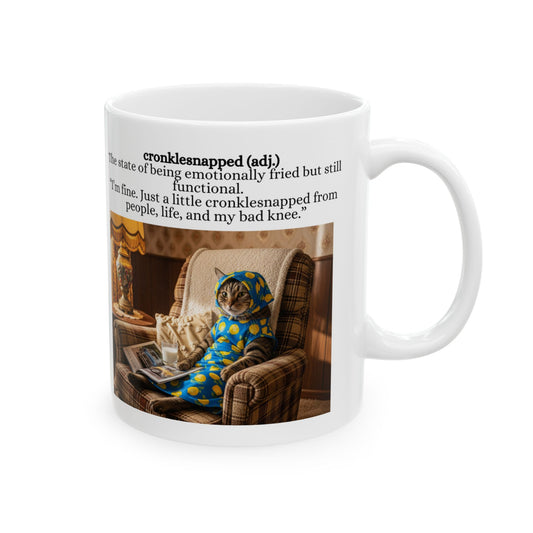 Babushka Cat  Cronklesnapped Definition (Made up Word) Humor Cat Mug