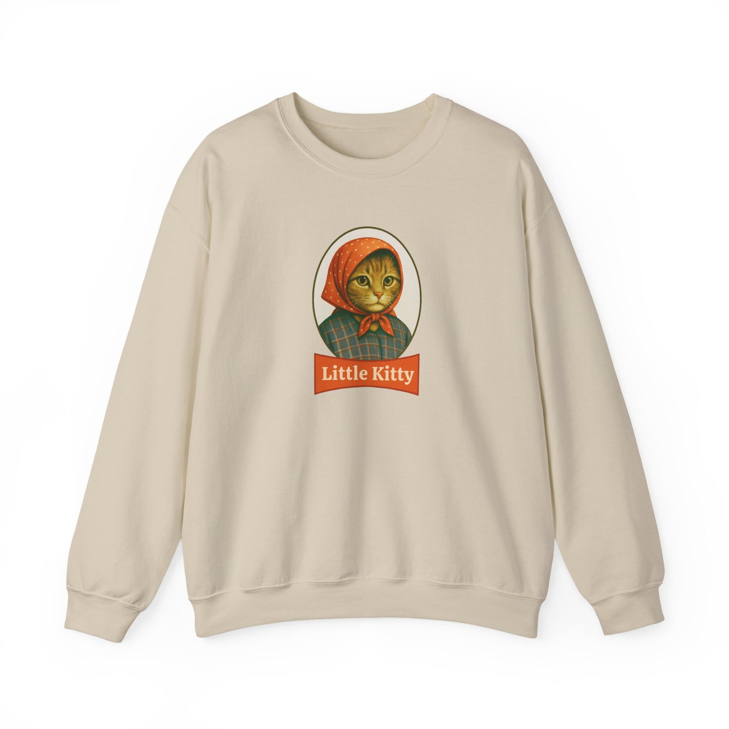Babushka Cat Parody Little Kitty Humorous Logo Cozy Crewneck Sweatshirt
