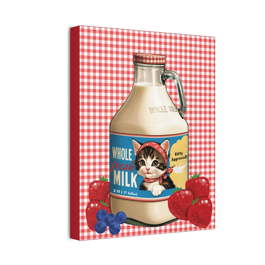 Vintage Style Kitten Milk Art, Babushka Kitten Milk and Berries