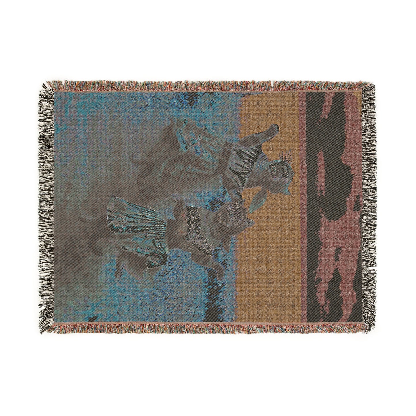 Woven Blanket - Babushka Cats Dancing Field Kitschy Design