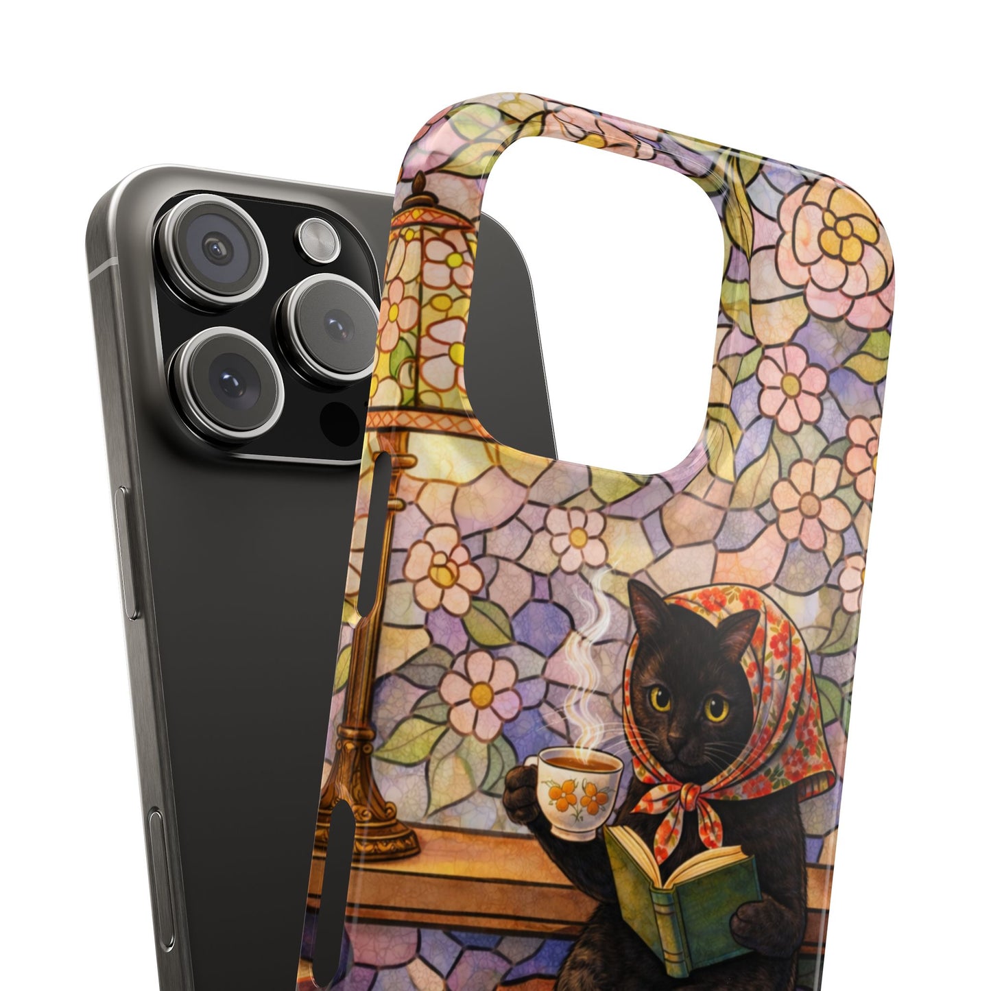 Babushka Cat Reads Artistic Literary Snap Phone Cases