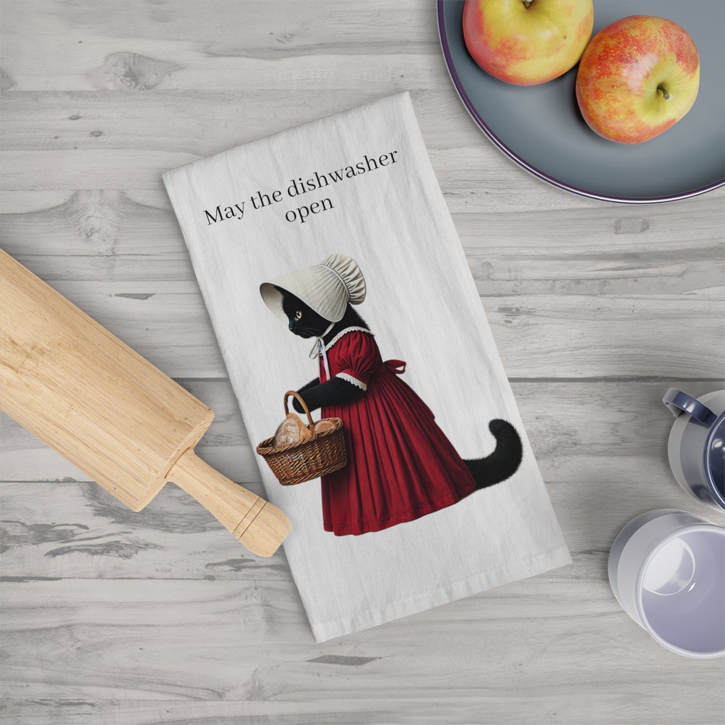 Handmaid Cat Tea Towel, Polish Gift, Hostess Gift, Cat Parody