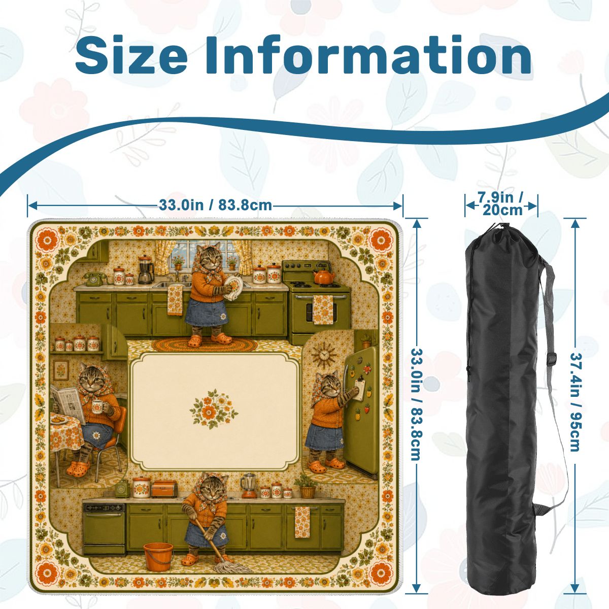 Babushka Cat 70's Kitchen Magic Mahjong Mat
