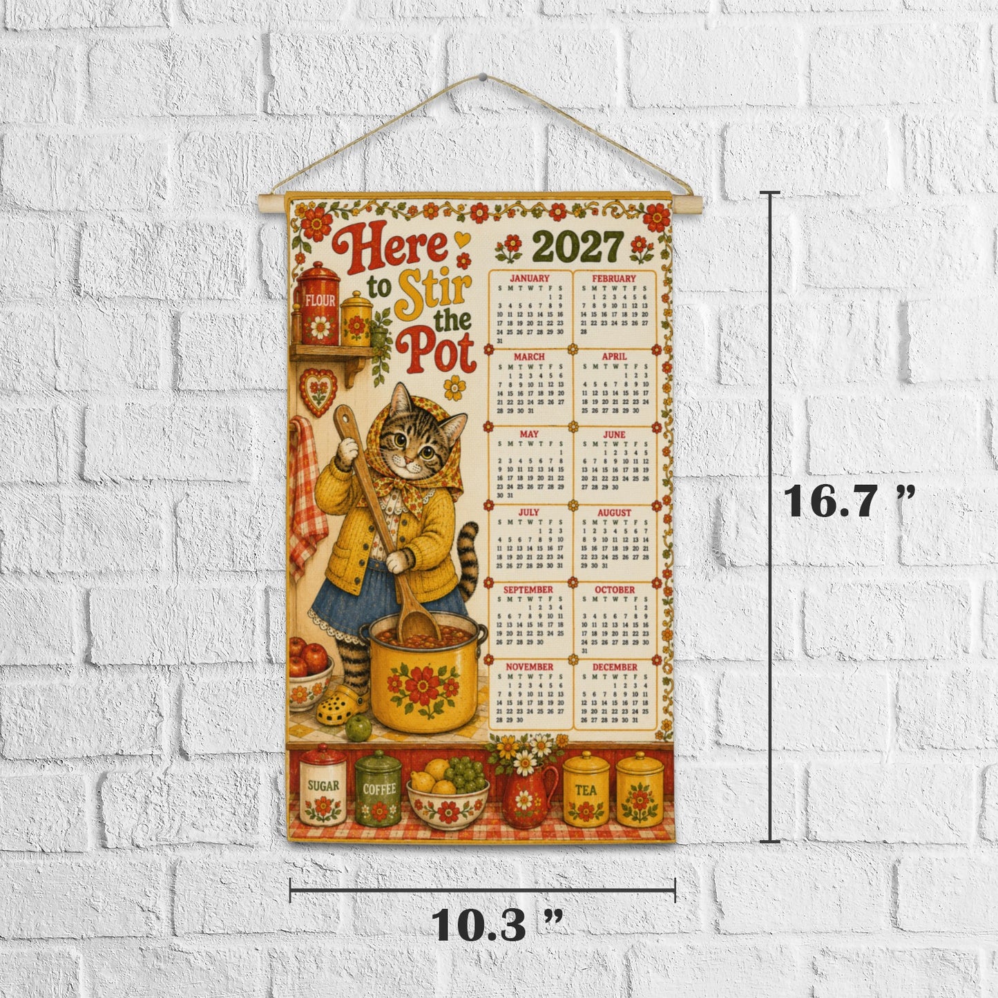 Babushka Cat 2027 Hanging Wall Calendar-Stir the Pot