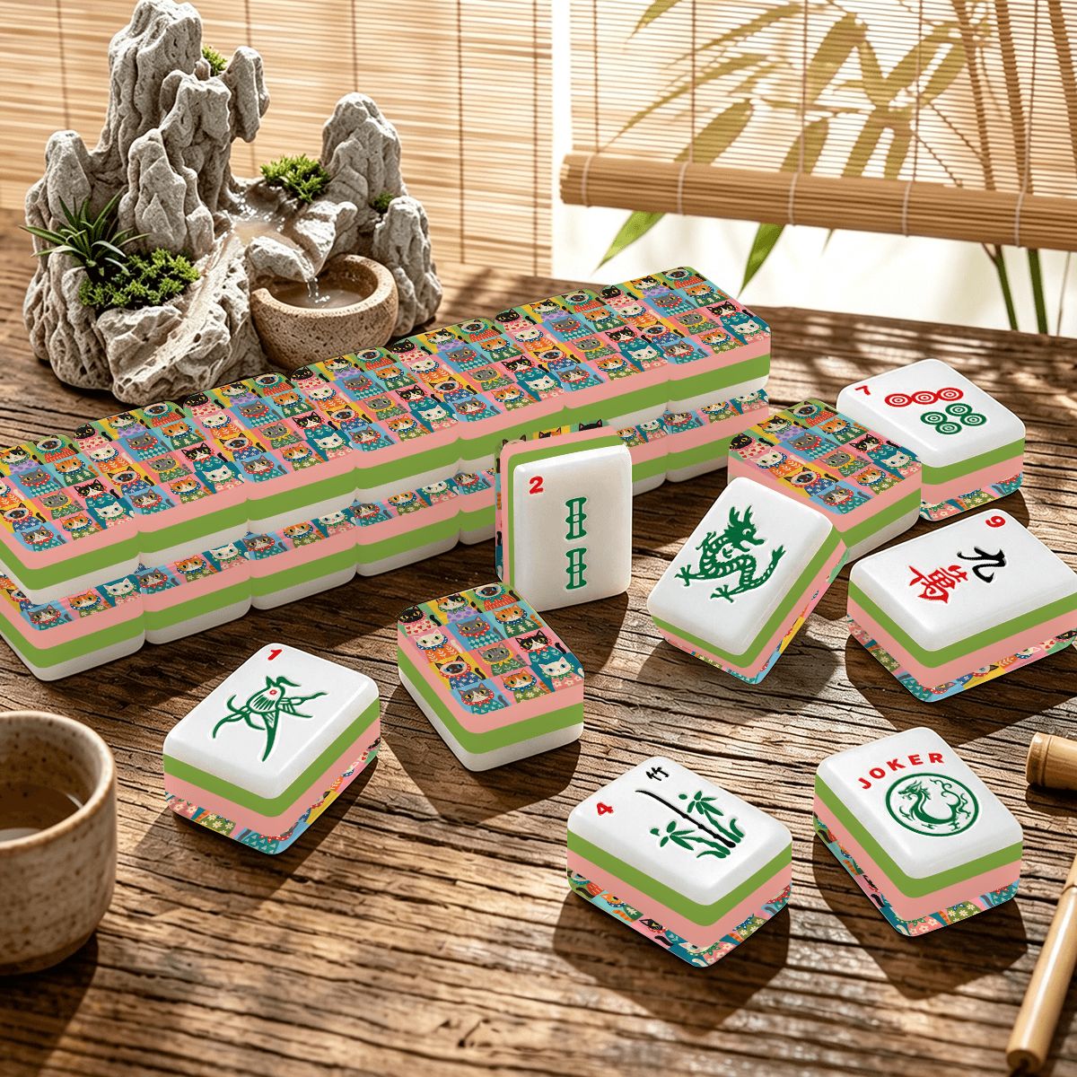 Kitschy Babushka Cat  4 Layer American Mahjong Tiles Set