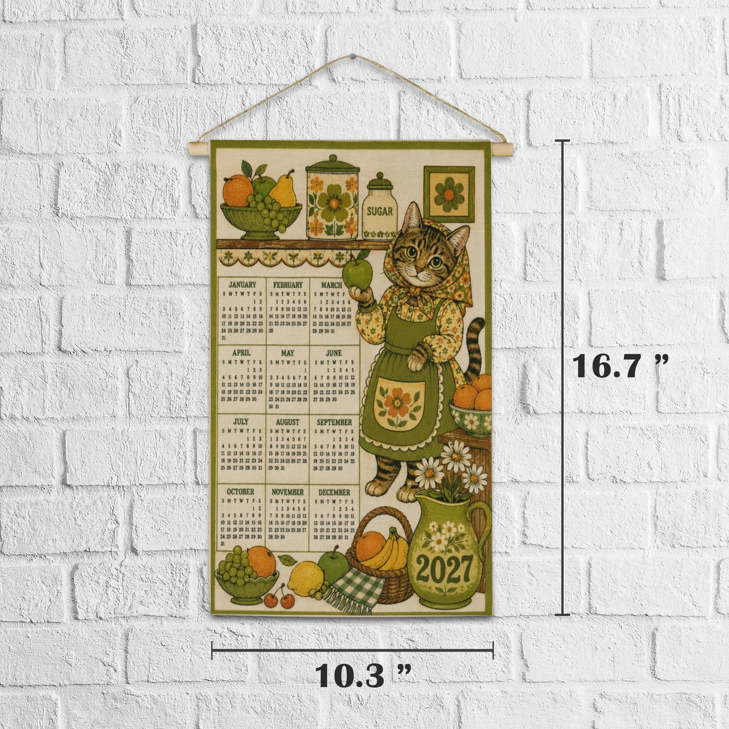 Babushka Cat Old Timey Fabric 2027 Calendar