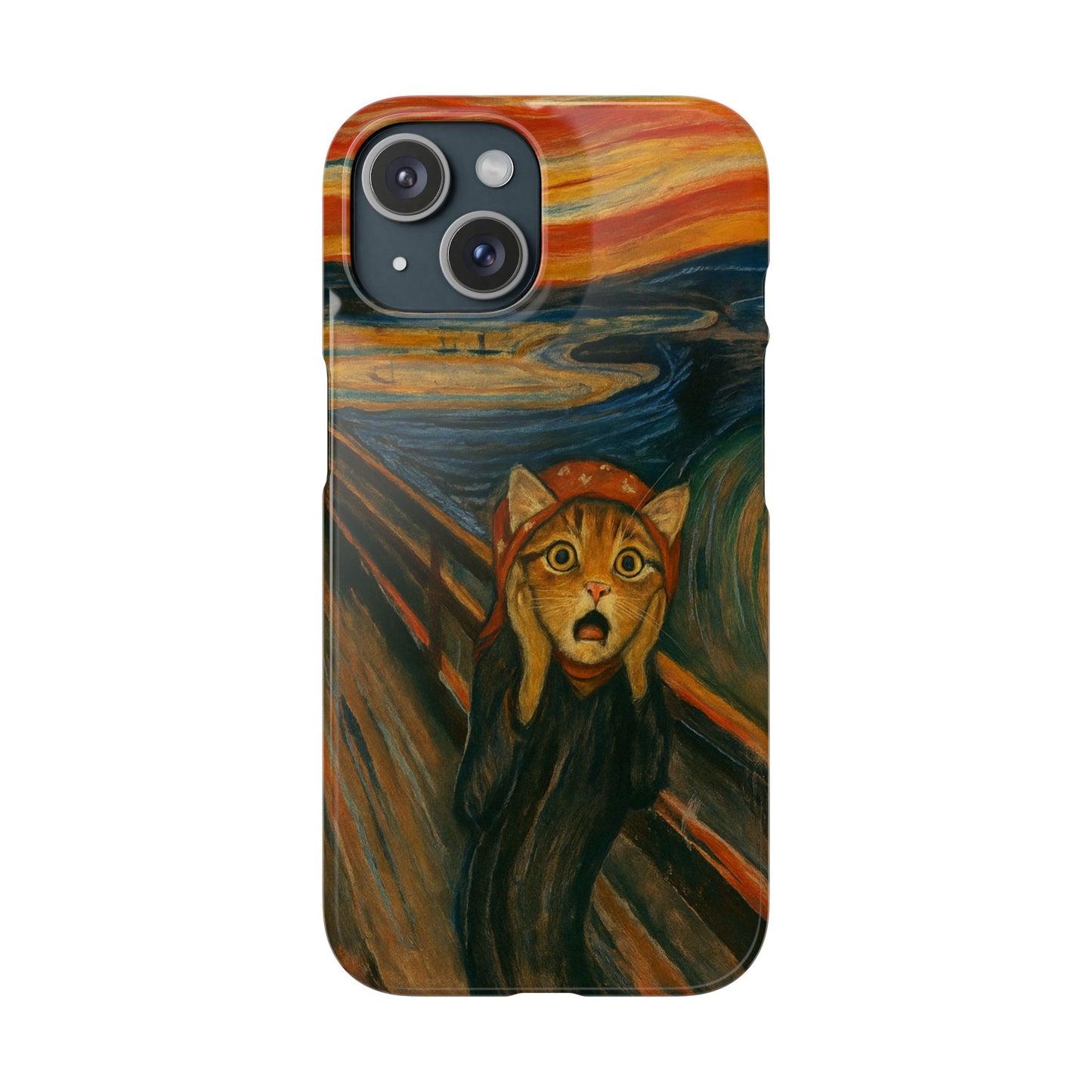 Babushka Cat x Edvard Munch The Scream Parody Art Snap Case