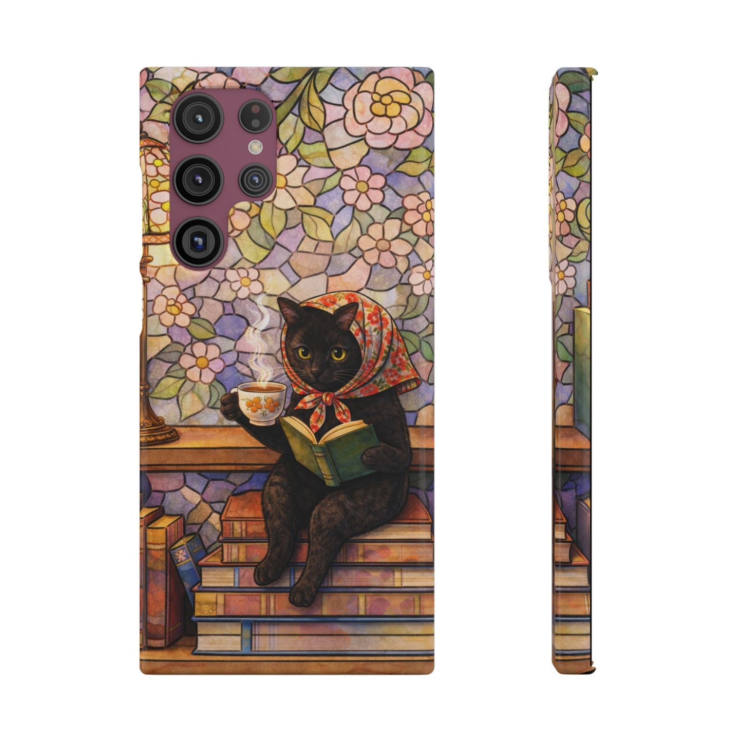 Babushka Cat Reads Artistic Literary Snap Phone Cases