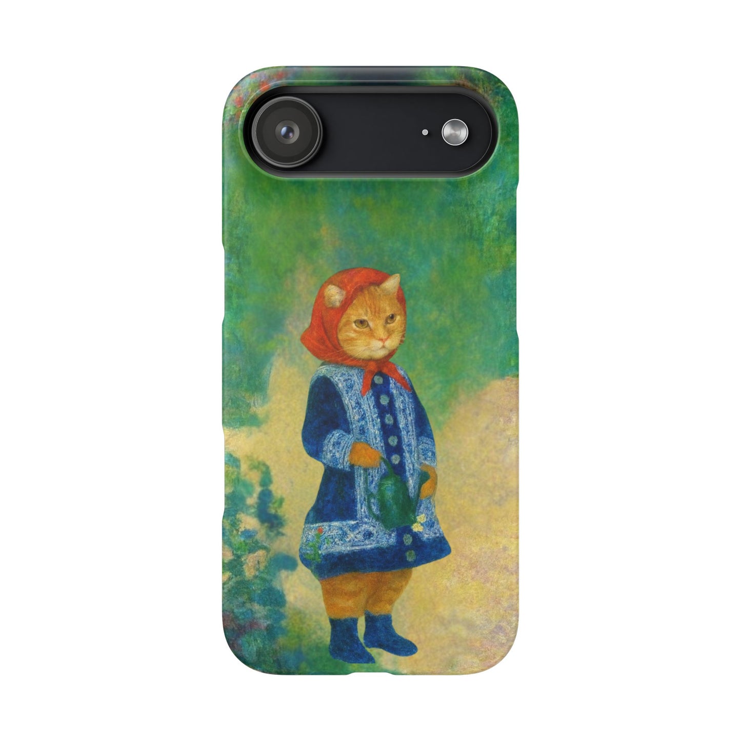 Babushka Cat With a Watering Can x Renoir Funny Art  Slim Phone Case