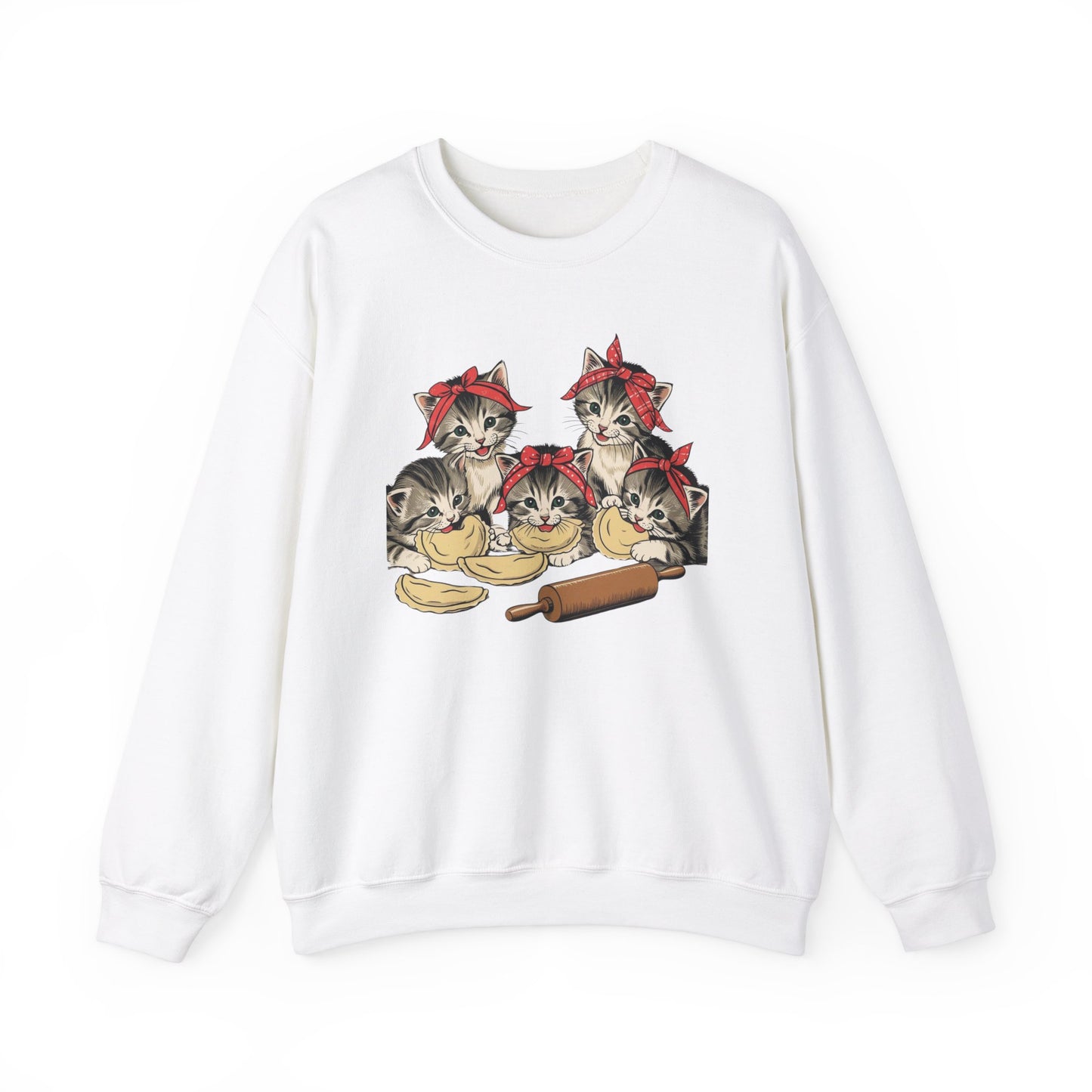 Pierogi Cats, Retro Kittens and Pierogi Crewneck Sweatshirt