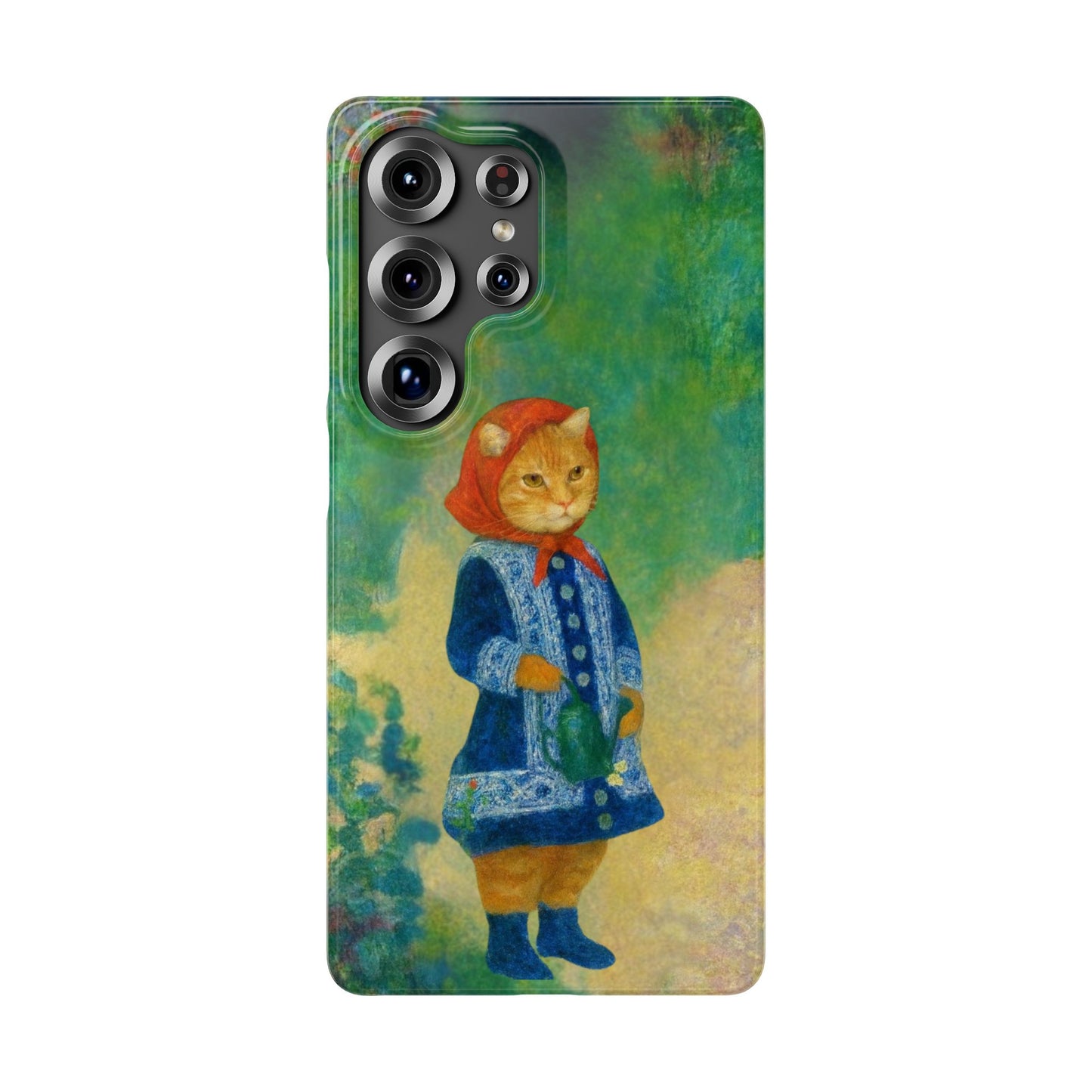 Babushka Cat With a Watering Can x Renoir Funny Art  Slim Phone Case