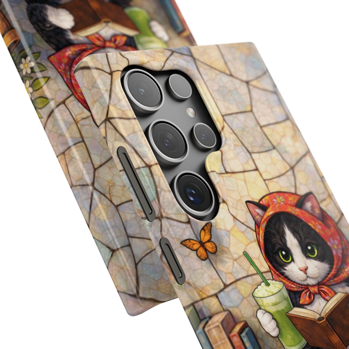 Babushka Cat Reads, Tuxedo Cat Literary Snap Phone Case