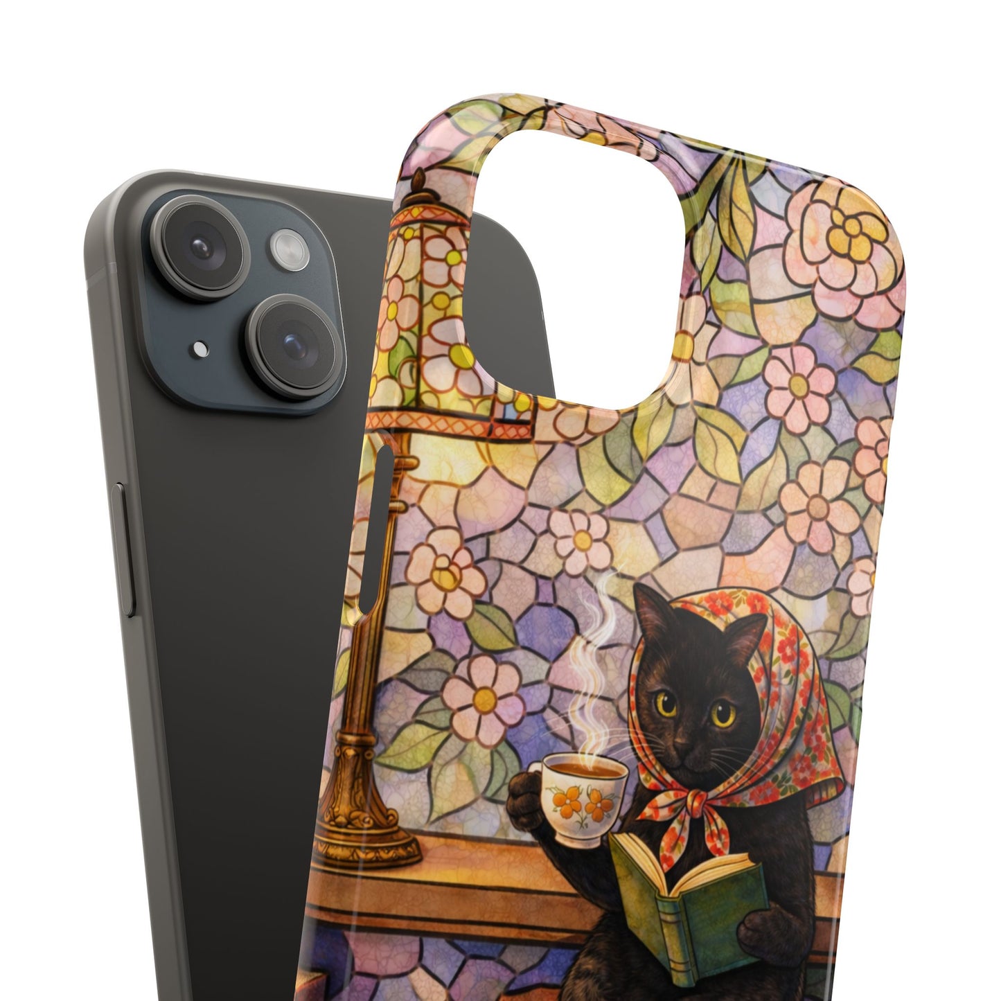 Babushka Cat Reads Artistic Literary Snap Phone Cases